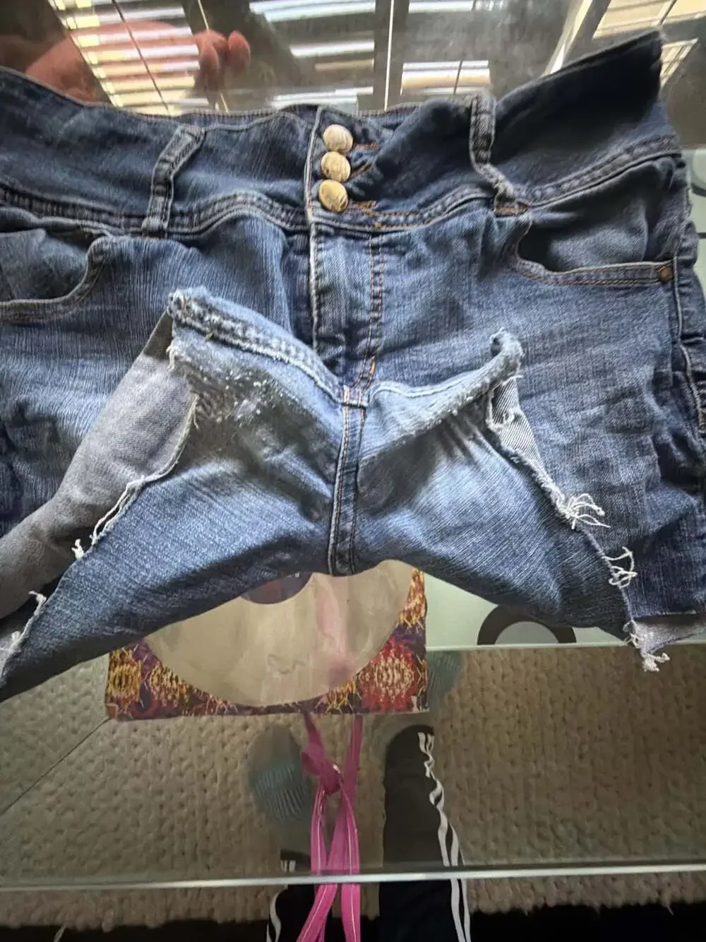 d.jeans Triple-Button Denim Shorts Size 10P Blue Cut Off